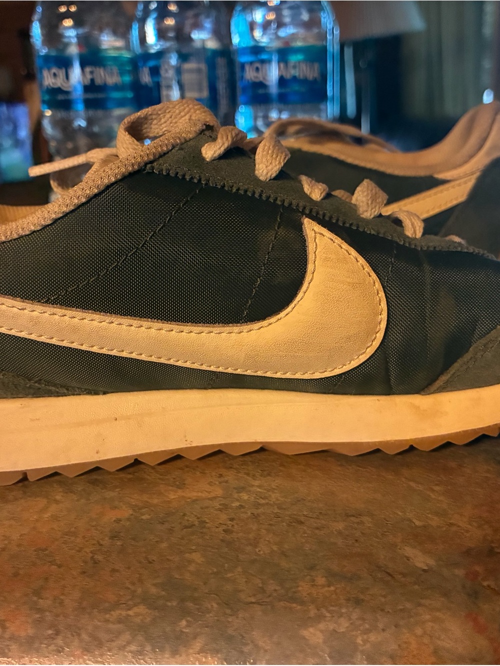 Nike Womens Dark Green Sneakers with White Swoosh